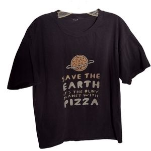 Y) black shirt size L men's Save the Earth Pizza